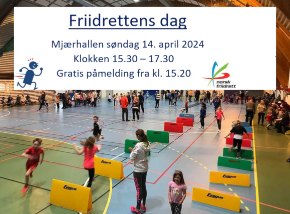 Friidrettens dag søndag 14.april 2024, gratis